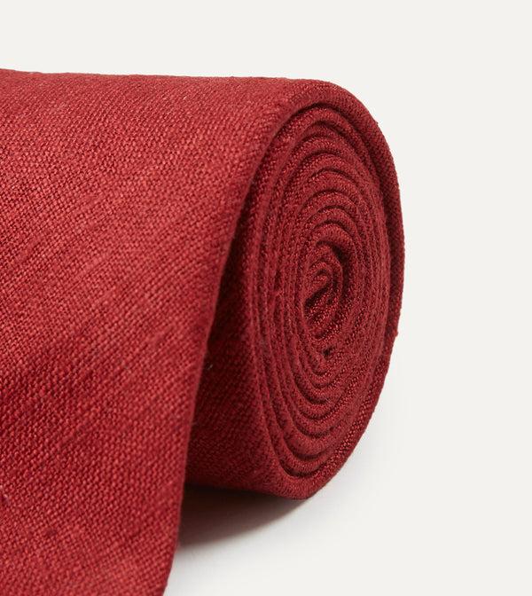 Drake's Red Tussah Hand Rolled Silk Tie