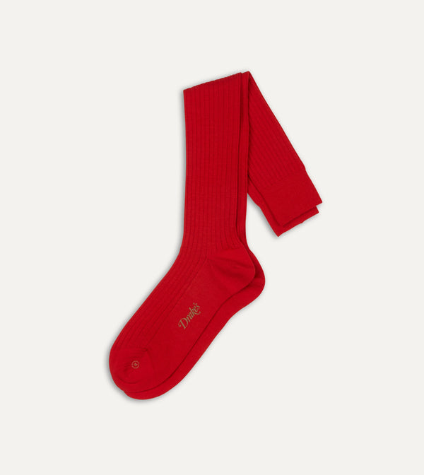 drake's Red Wool Over-the-Calf Socks