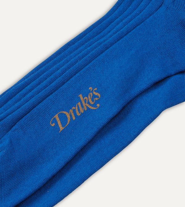 Drake's Royal Blue Cotton Over-the-Calf Socks