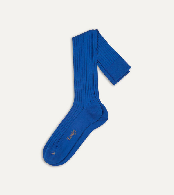 drake's Royal Blue Cotton Over-the-Calf Socks