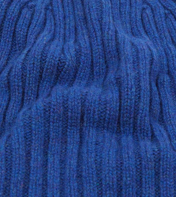Drake's Royal Blue Lambswool Ribbed Knit Cap