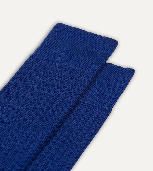 Drake's Royal Blue Wool Over-the-Calf Socks