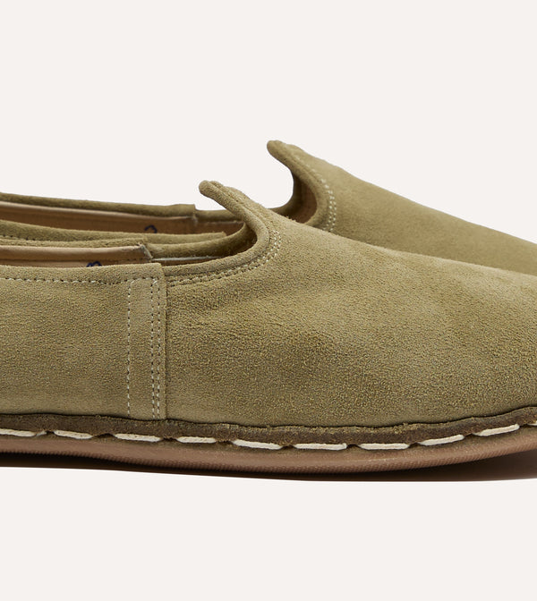 Drake's Sabah Olio Olive Suede Shoes