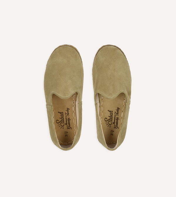 Drake's Sabah Olio Olive Suede Shoes