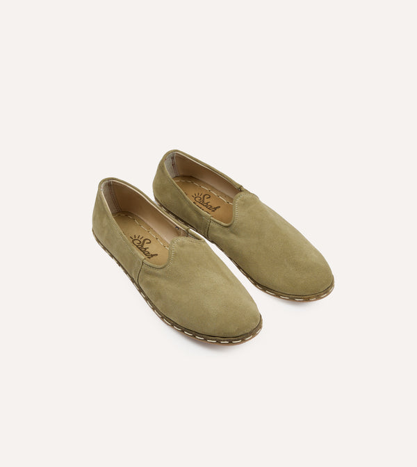 drake's Sabah Olio Olive Suede Shoes