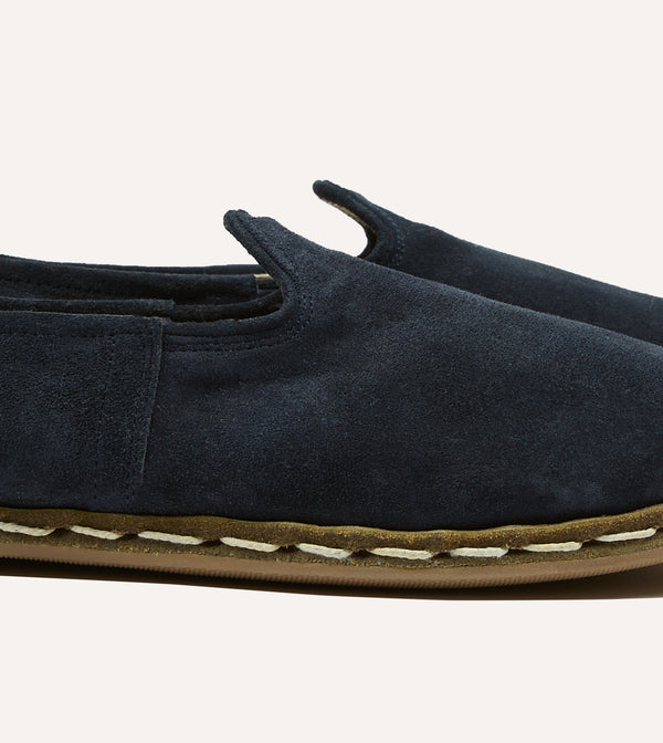 Drake's Sabah Oxford Navy Suede Shoes