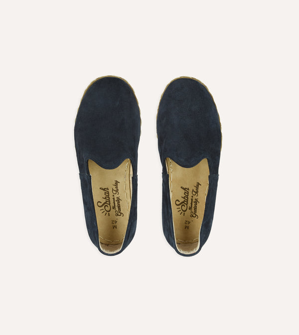 Drake's Sabah Oxford Navy Suede Shoes