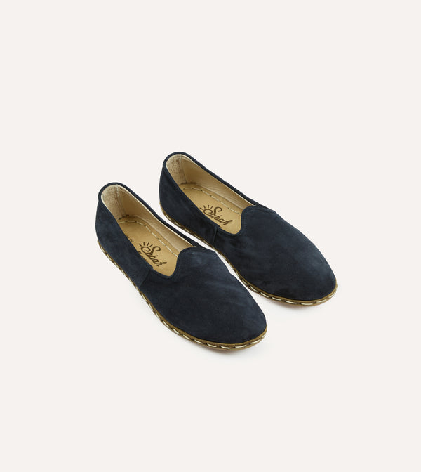 drake's Sabah Oxford Navy Suede Shoes