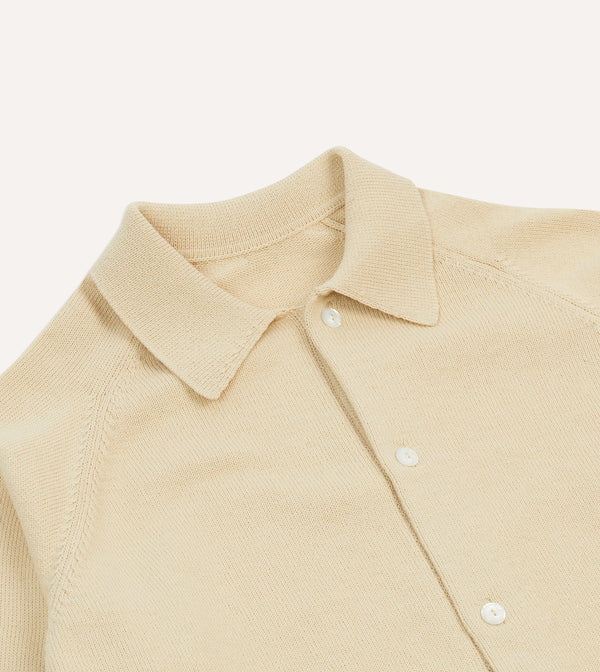 Drake's Sand Cotton Button-Through Knit