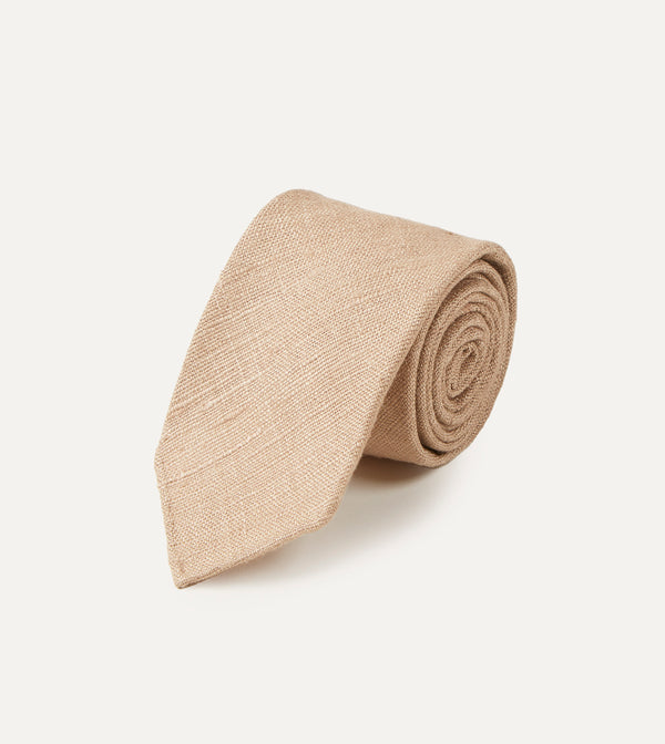Drake's Sand Tussah Hand Rolled Silk Tie