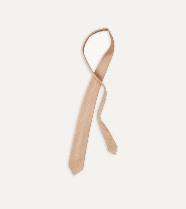 Drake's Sand Tussah Hand Rolled Silk Tie