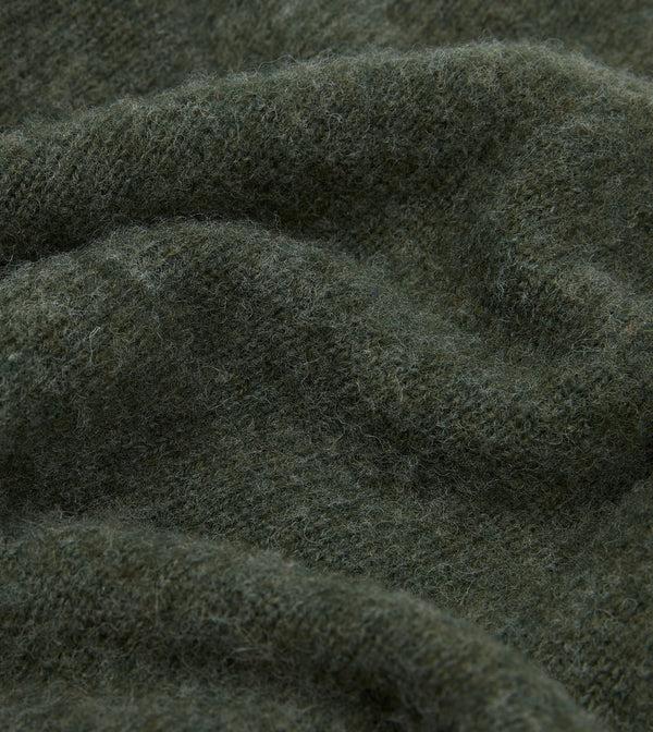 Drake's Seaweed Brushed Shetland Crew Neck Jumper