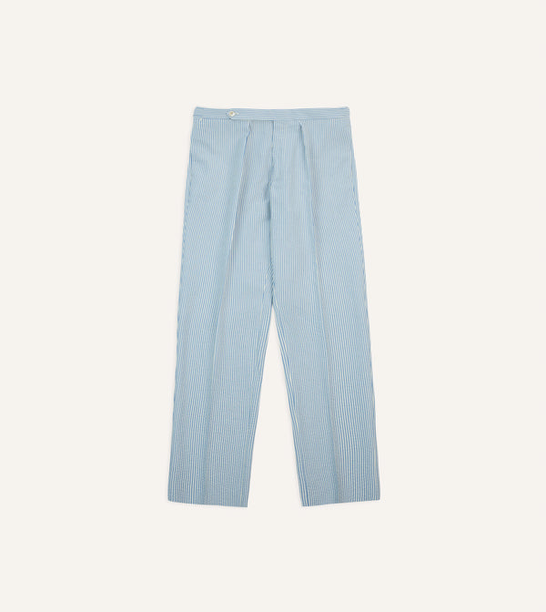 Drake's Seersucker Cotton Single Pleat Trouser