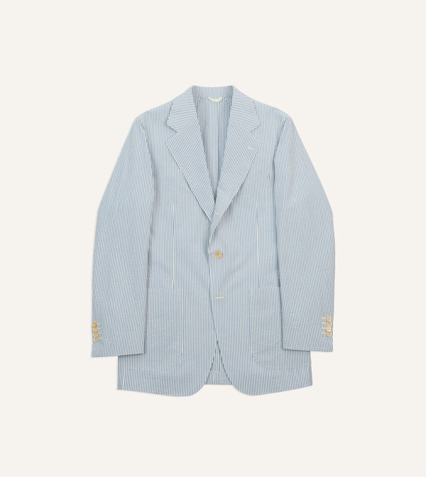 drake's Seersucker Cotton Tailored Jacket