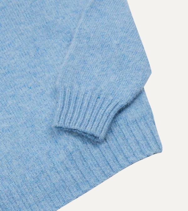 Drake's Sky Blue Brushed Shetland Crew Neck Jumper