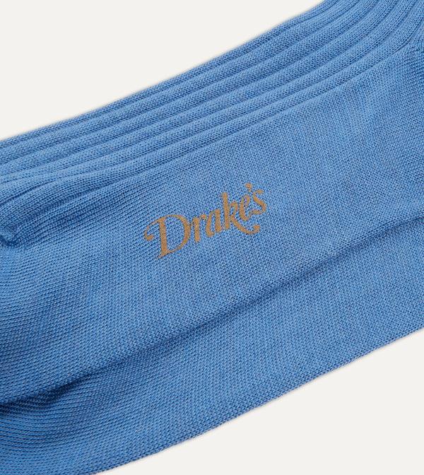 Drake's Sky Blue Wool Over-the-Calf Socks