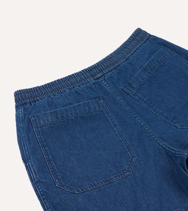 Drake's Stone Wash Indigo Cotton Drawstring Shorts