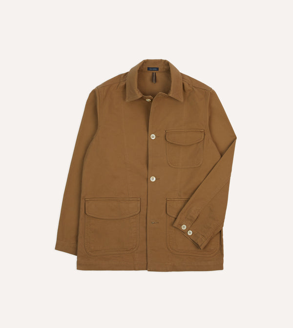 drake's Tan Cotton Three-Pocket Chore Jacket