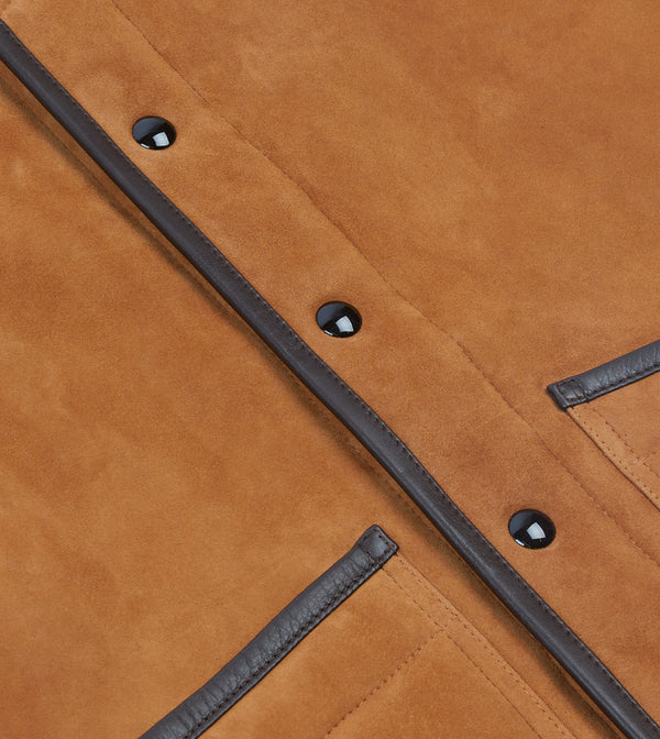 Drake's Tan Suede Shearling Vest