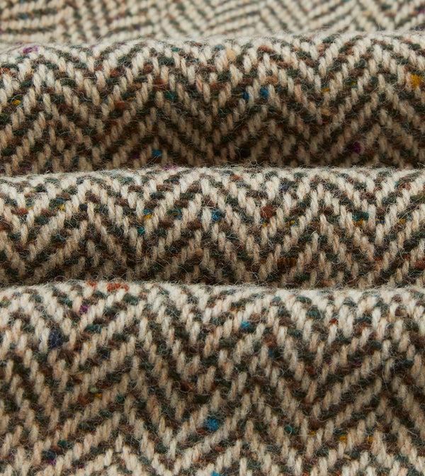 Drake's Taupe Herringbone Flecked Wool Raglan Coat