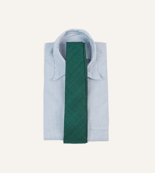 Drake's Teal Tussah Hand Rolled Silk Tie