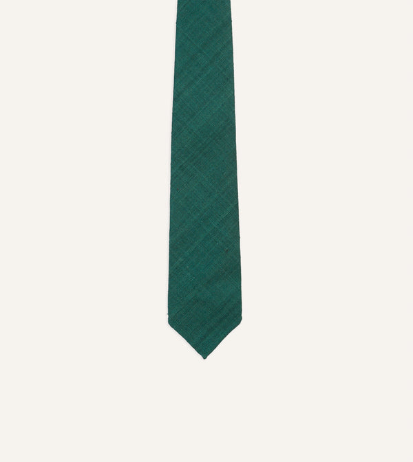 Drake's Teal Tussah Hand Rolled Silk Tie