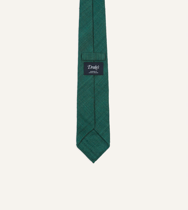 Drake's Teal Tussah Hand Rolled Silk Tie
