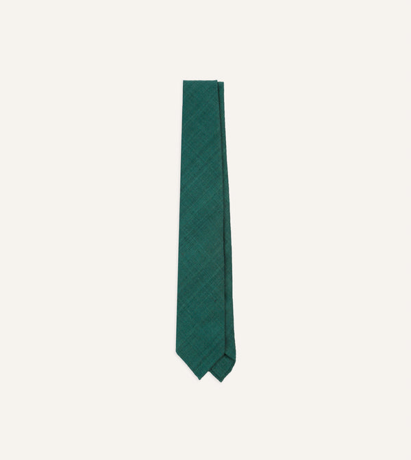 drake's Teal Tussah Hand Rolled Silk Tie