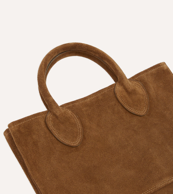 Drake's Tobacco Suede Tote Bag