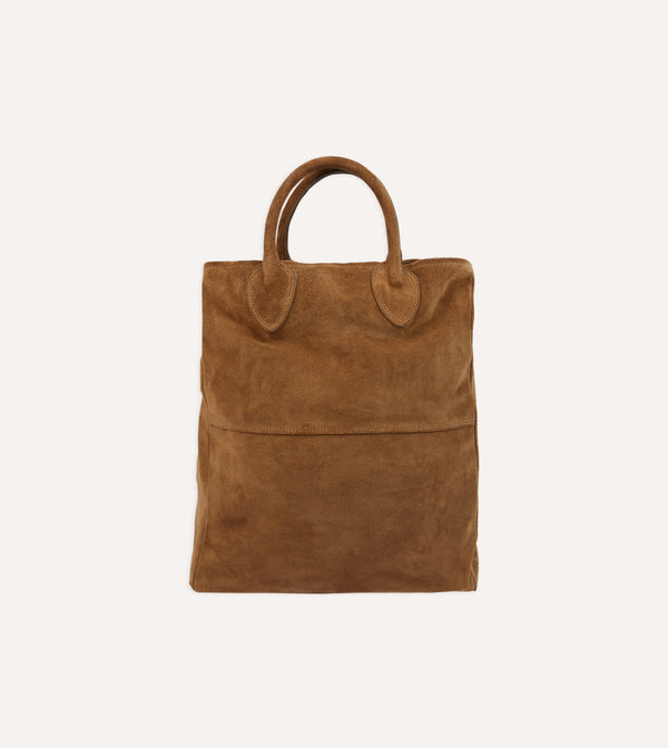 drake's Tobacco Suede Tote Bag