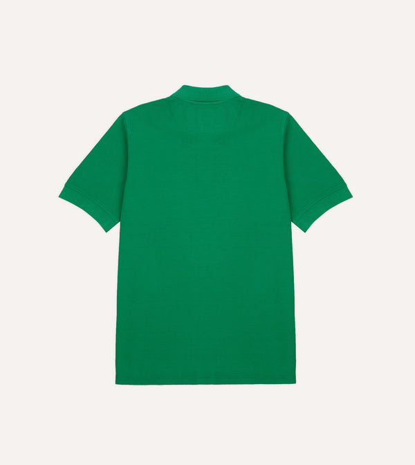 Drake's Washed Green Piqué Cotton Polo Shirt