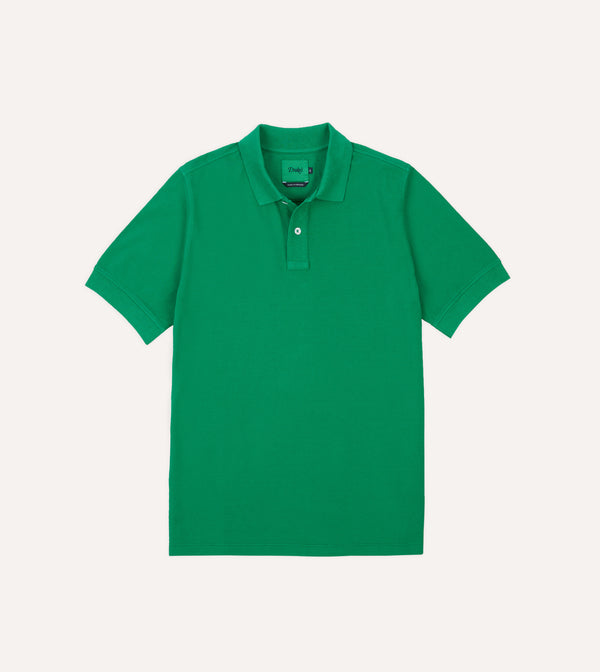 drake's Washed Green Piqué Cotton Polo Shirt