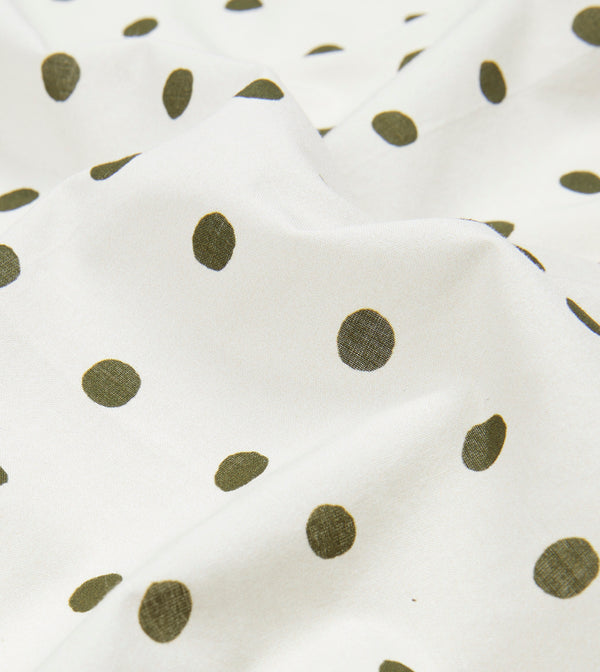 Drake's White And Green Polka Dot Print Bandana