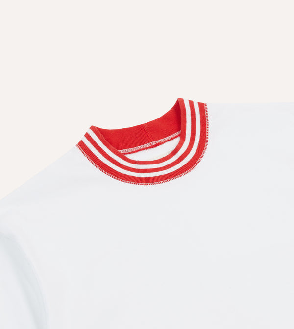 Drake's White And Red Tipped Ringer T-Shirt