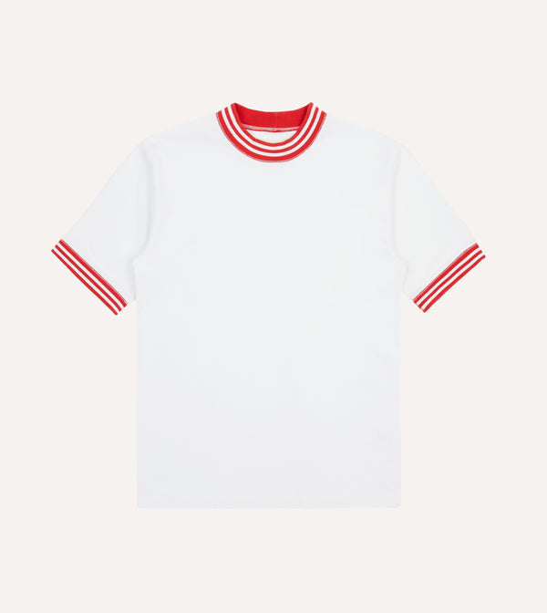 drake's White and Red Tipped Ringer T-Shirt