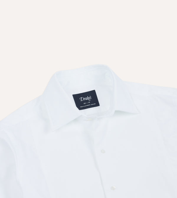 Drake's White Cotton Bib Front Dinner Shirt