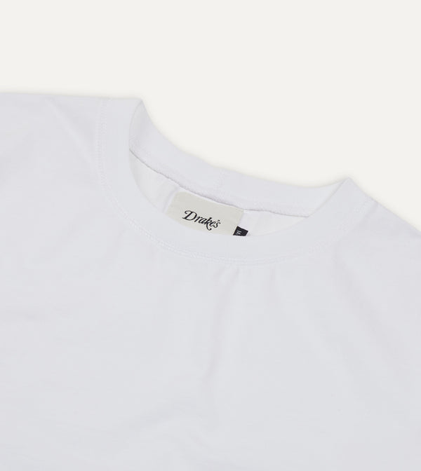 Drake's White Cotton Crew Neck Hiking T-Shirt