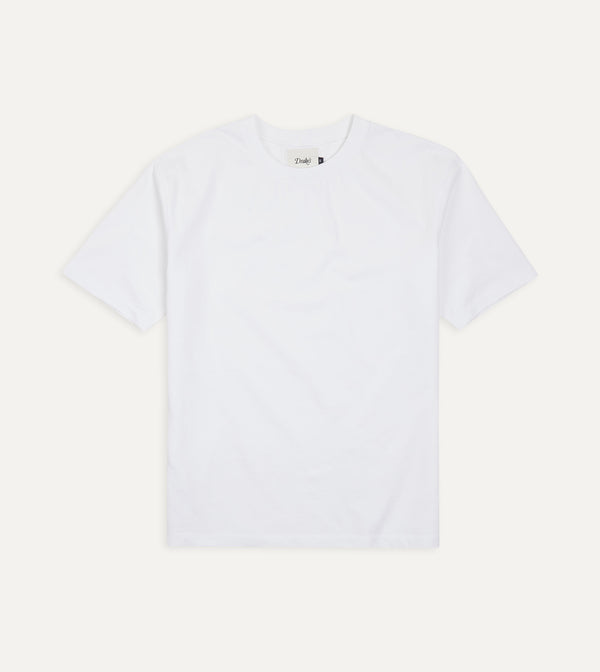 drake's White Cotton Crew Neck Hiking T-Shirt