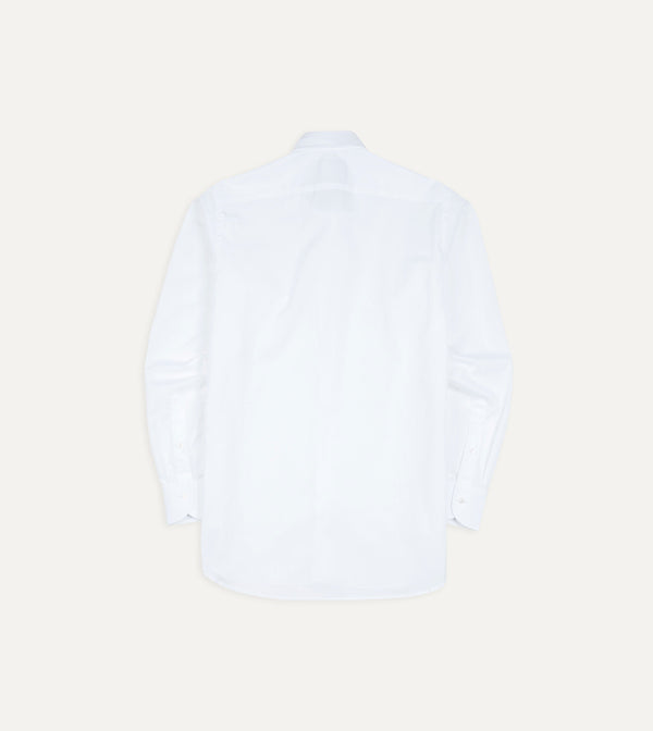 Drake's White Cotton Spread Collar Poplin Shirt