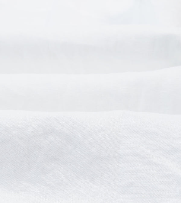 Drake's White Linen Mandarin Collar Popover Shirt