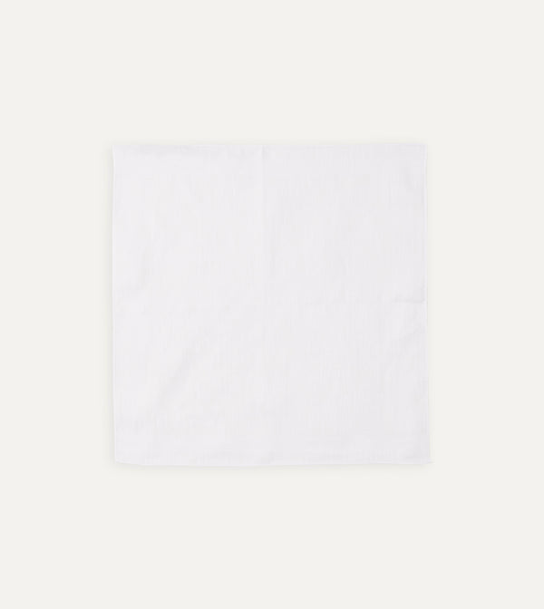 drake's White Linen Pocket Square