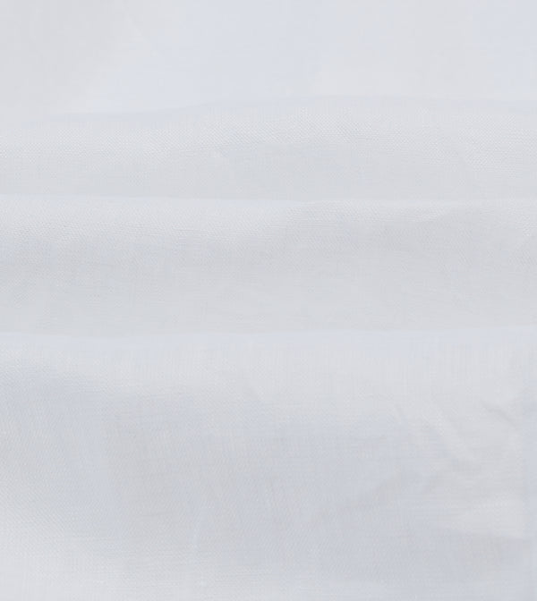 Drake's White Linen Spread Collar Shirt