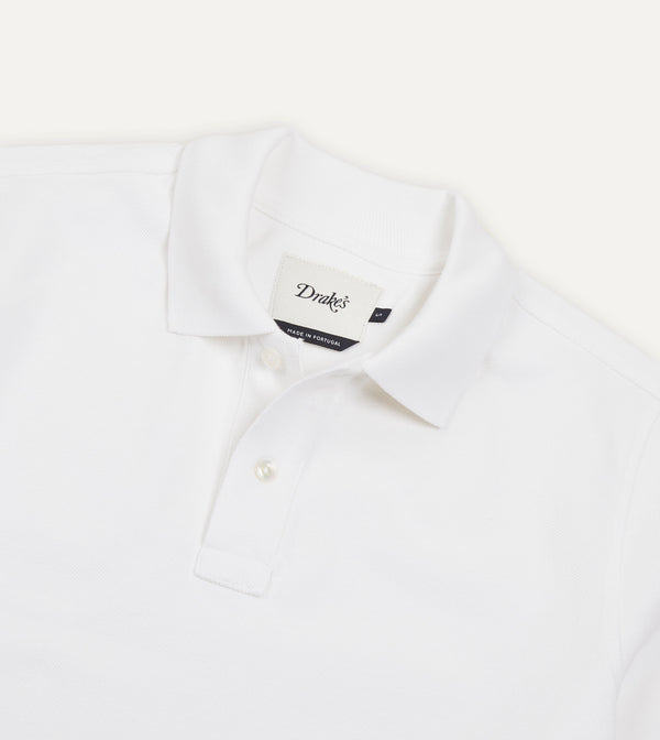 Drake's White Piqué Cotton Polo Shirt