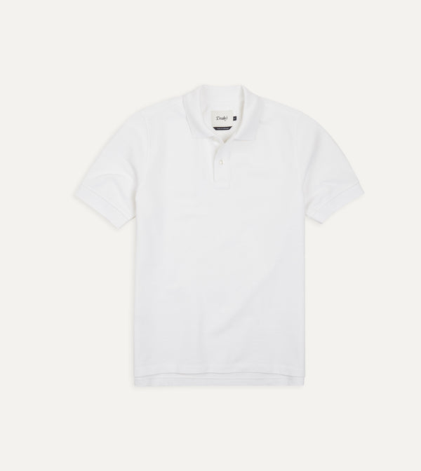 drake's White Piqué Cotton Polo Shirt