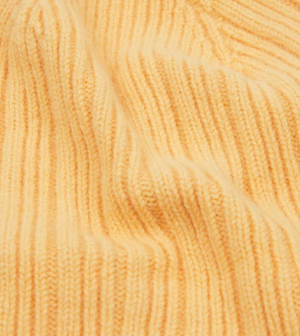 Drake's Yellow Angora Lambswool Ribbed Knit Cap
