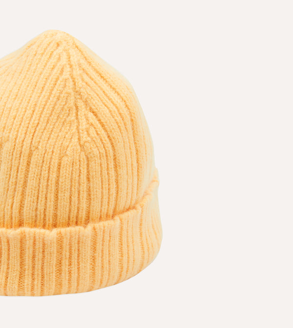 Drake's Yellow Angora Lambswool Ribbed Knit Cap
