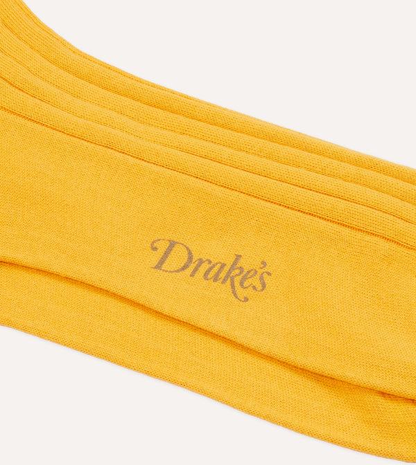 Drake's Yellow Cotton Mid-Calf Socks