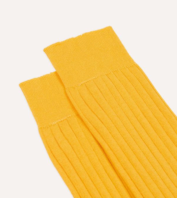 Drake's Yellow Cotton Mid-Calf Socks