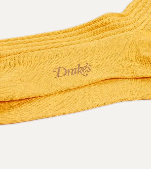 Drake's Yellow Cotton Over-the-Calf Socks