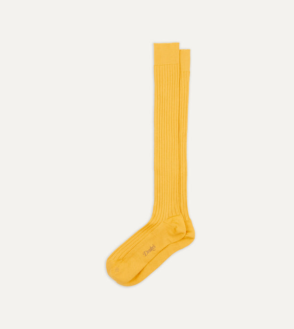 Drake's Yellow Cotton Over-the-Calf Socks